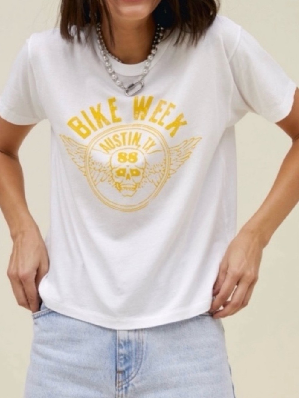 Daydreamer Bike Week Austin Texas Preppy Motorcycle Grunge Skull Graphic Tee S